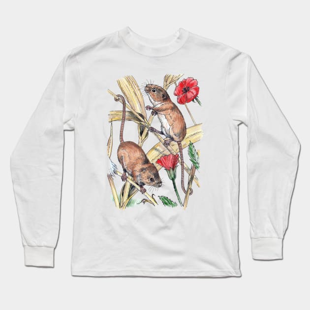 Harvest Mice Long Sleeve T-Shirt by davidroland